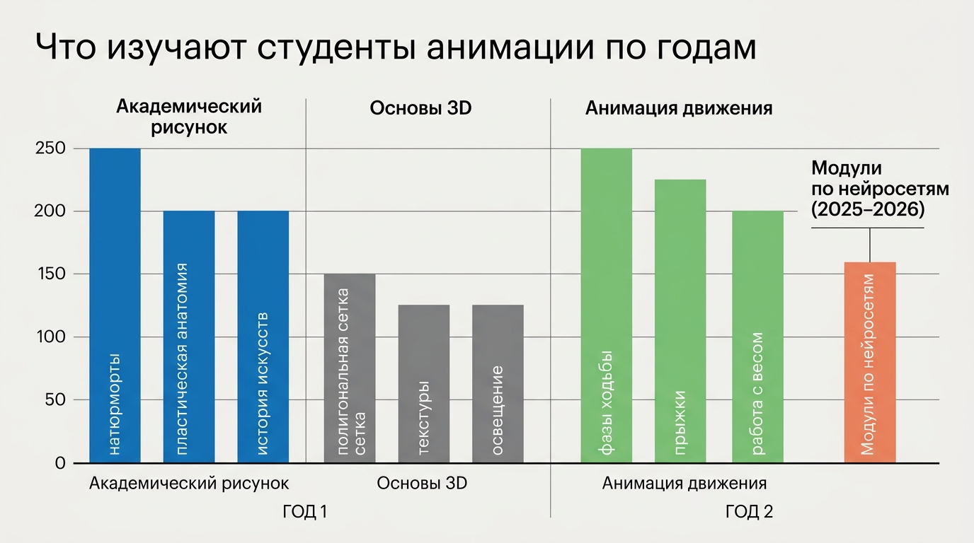 Что изучают студенты анимации по годам